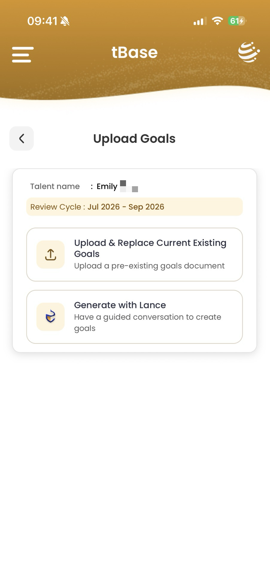 Upload Goals — choose upload or generate