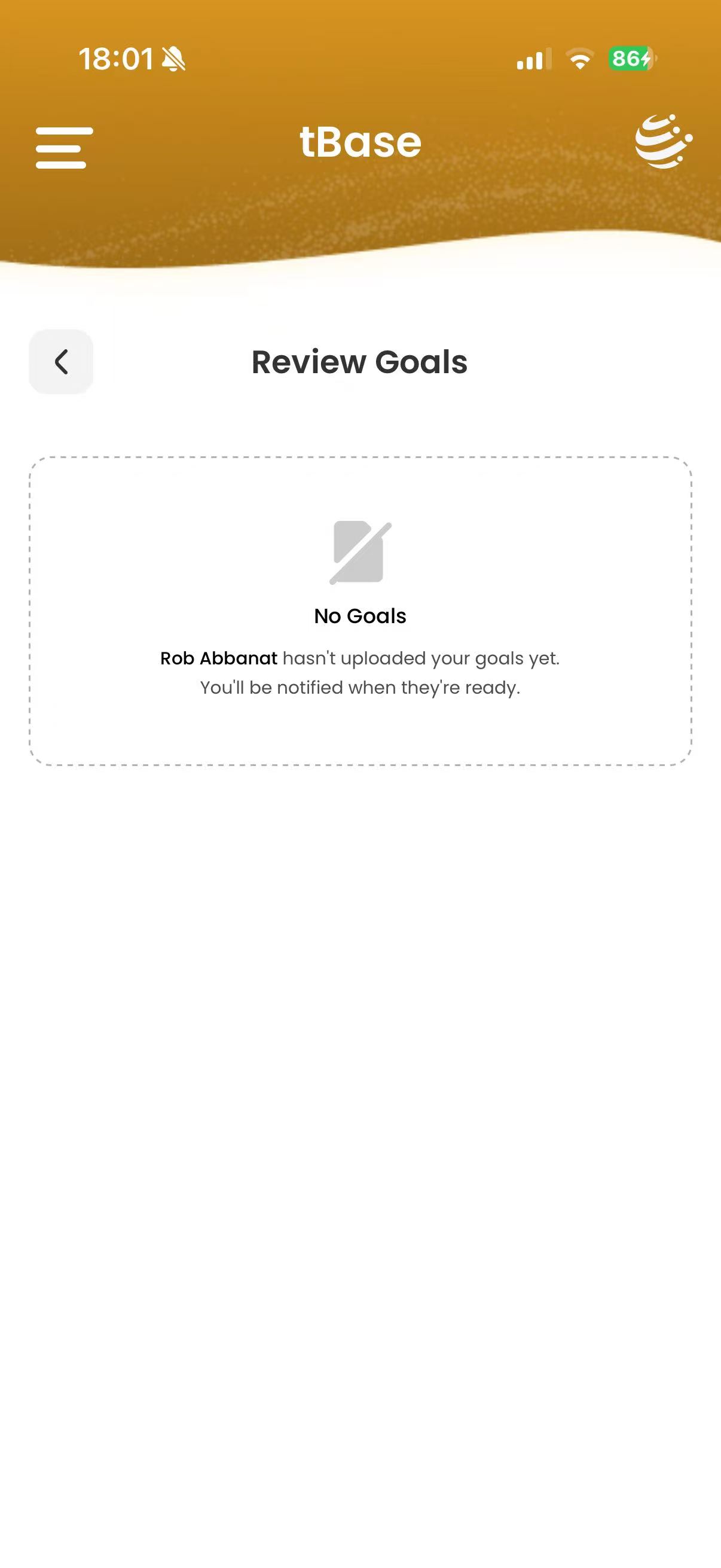 Review Goals empty state — leader hasn't uploaded goals yet